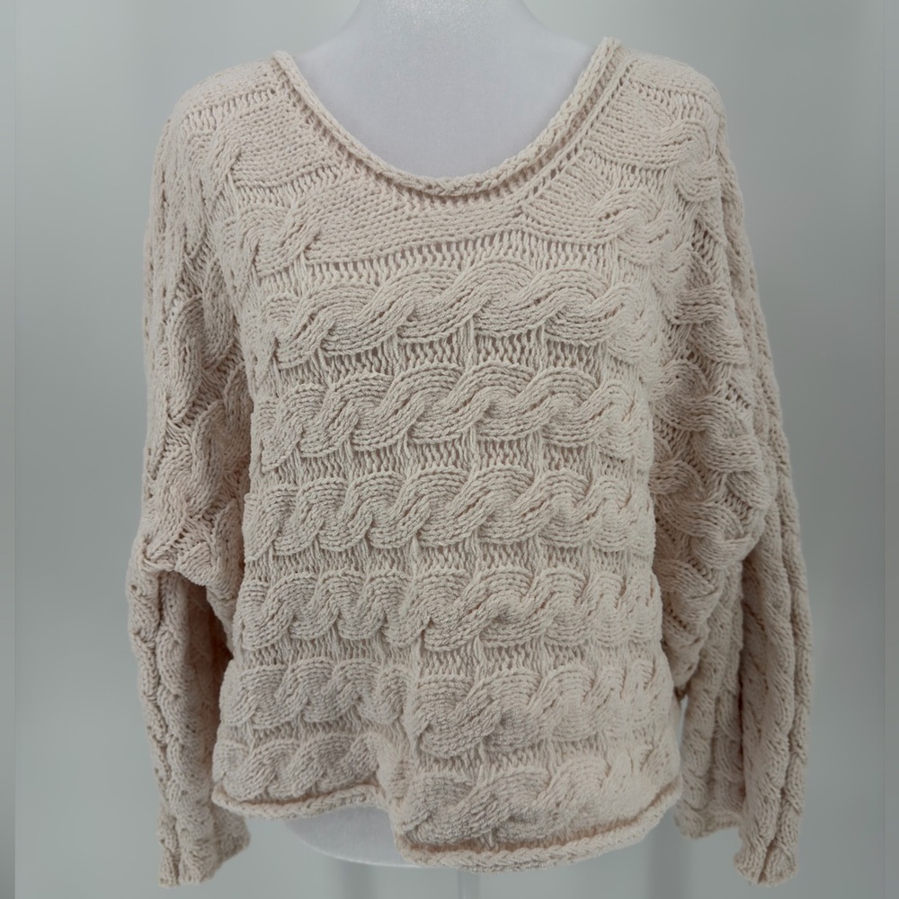 POL Small Oversized Cropped Chunky Knit Cardigan | Cozy Boho Layer